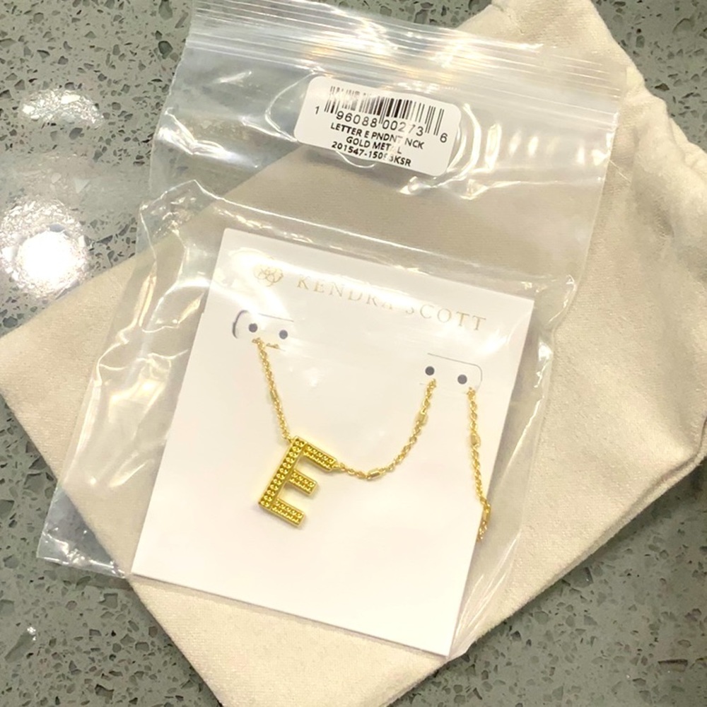 Brand new Kendra Scott Initial E gold necklace